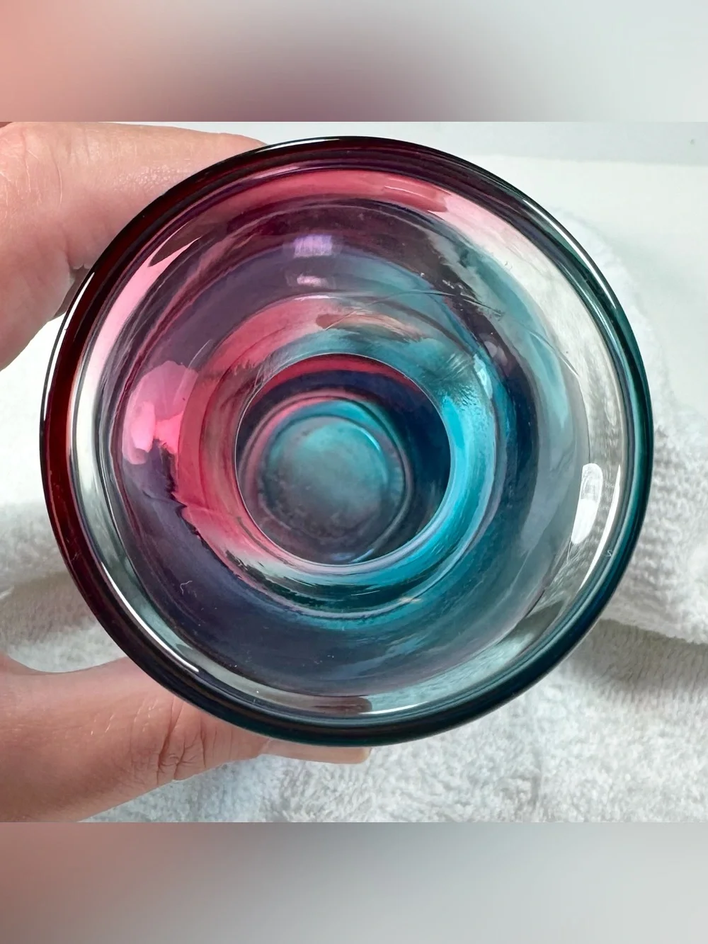 Vintage Lefton (?) Blue Pink Cotton Candy Vase Mid Century Modern 6.5